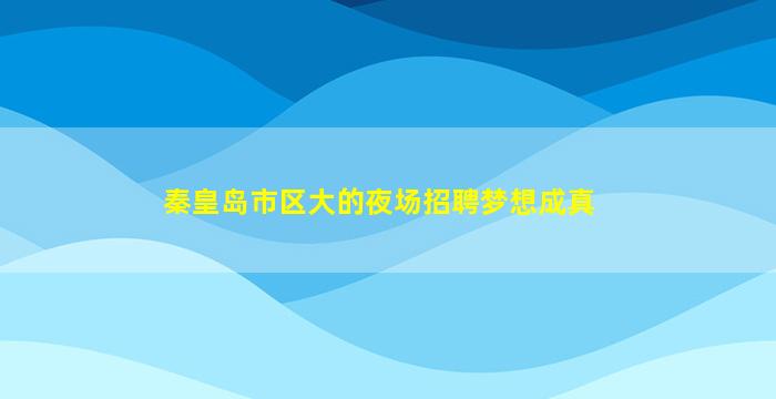 秦皇岛市区大的夜场招聘梦想成真